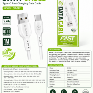 Câble USB-A vers USB-C – 2,4A – 1 m