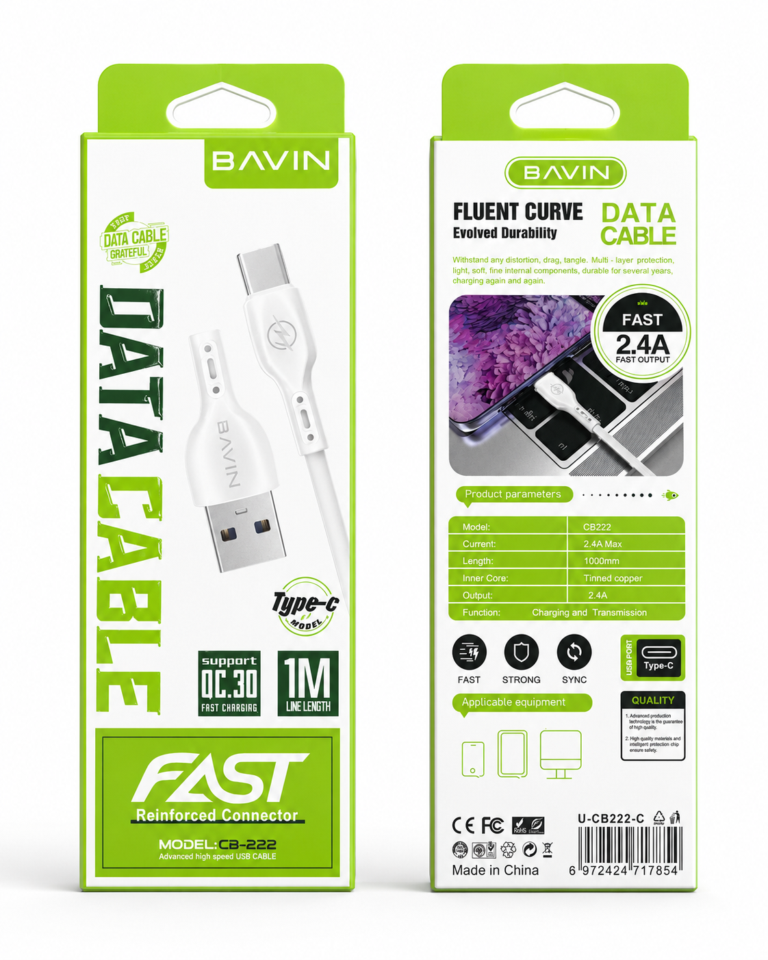 Câble USB-A vers USB-C – 2,4A – 1 m – Image 3