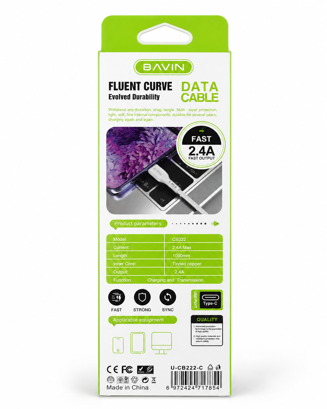 Câble USB-A vers USB-C – 2,4A – 1 m – Image 2