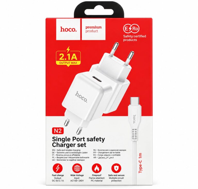 Chargeur Secteur 2.1A +Câble USB-C 1m