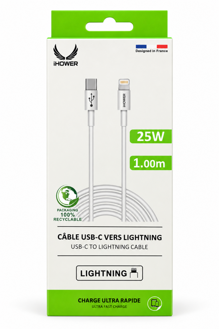 Câble USB‑C vers Lightning – Charge rapide 25 W