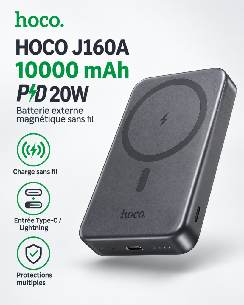 Batterie externe magnétique sans fil 10000 mAh