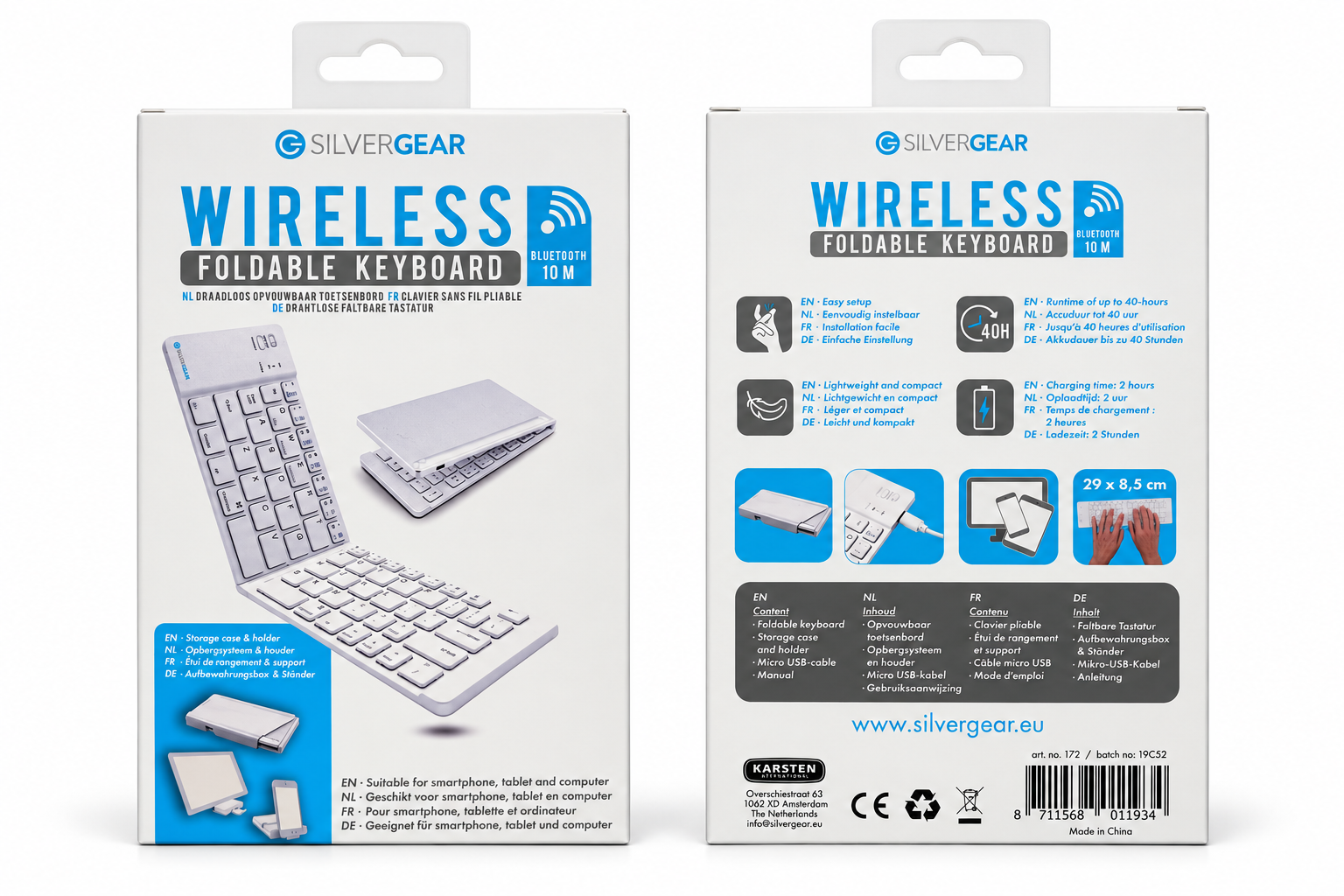 Clavier Sans Fil pliable Silvergear avec étui et support