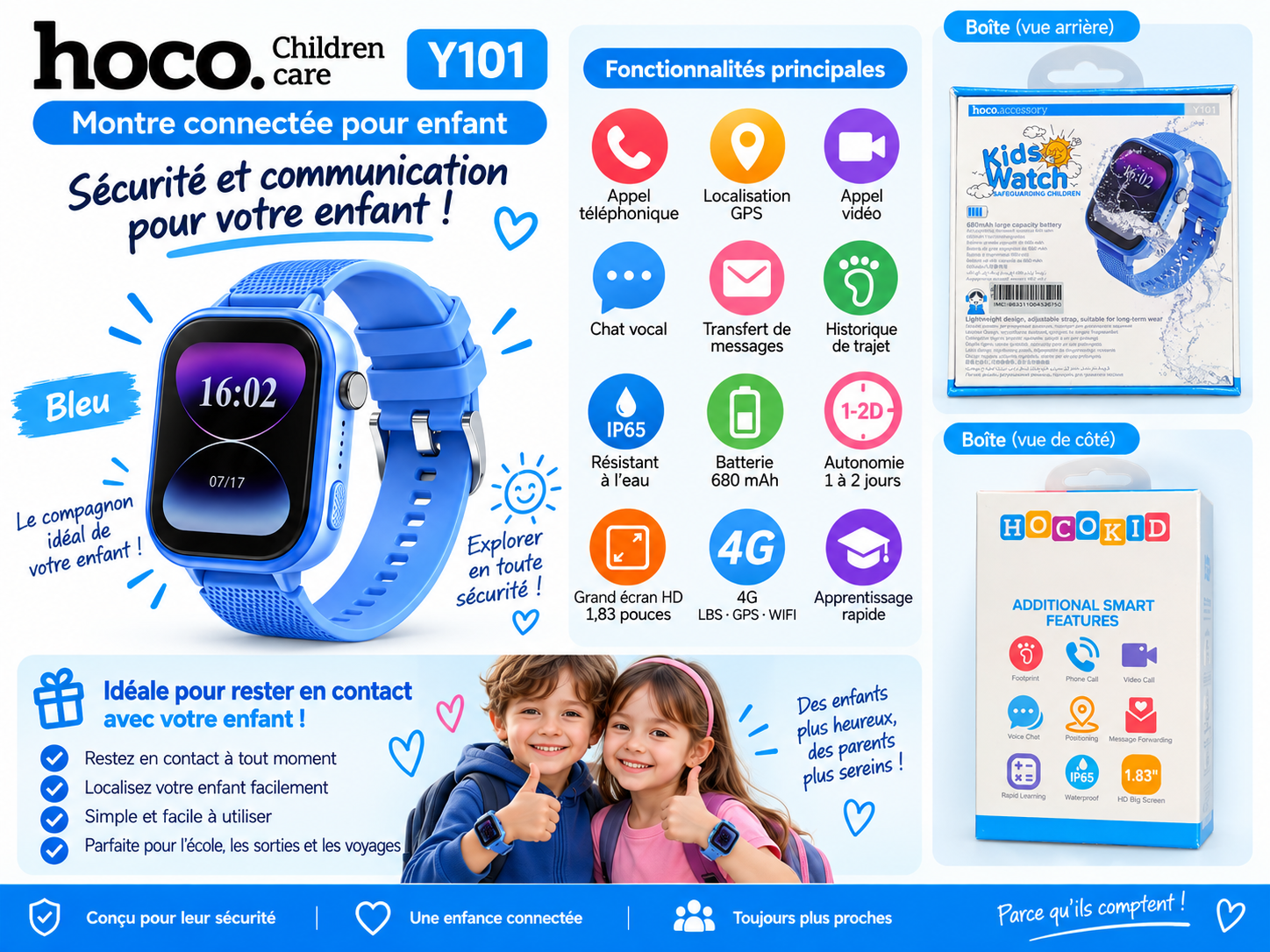 Hoco Y101 – Montre connectée 4G pour enfant – Image 3
