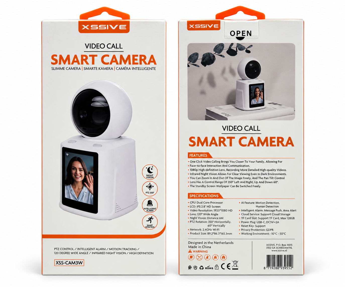 Caméra intelligente Wi‑Fi avec appel vidéo XSSIVE XSS‑CAM3W