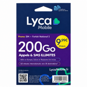 Carte SIM prépayée Lyca Mobile 200 Go