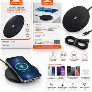 Chargeur sans fil XSSIVE Table Pad 15W – Noir